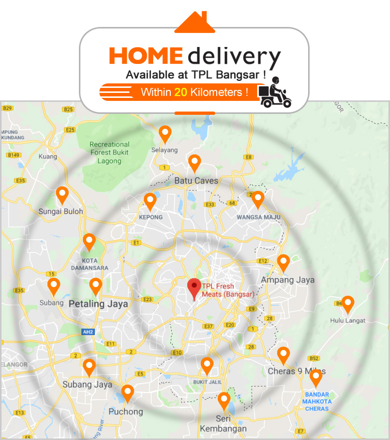 TPL Delivery Zone - 20km Radius from Bangsar